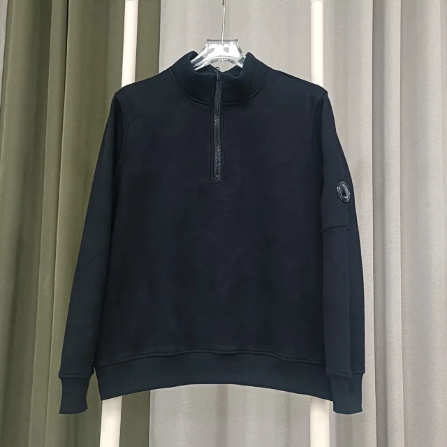 C.P. Company Hoodies & Sweatshirts Quarter-Zip Mock-Neck Sweatshirt with Lens Sleeve Pocket product detail image 7