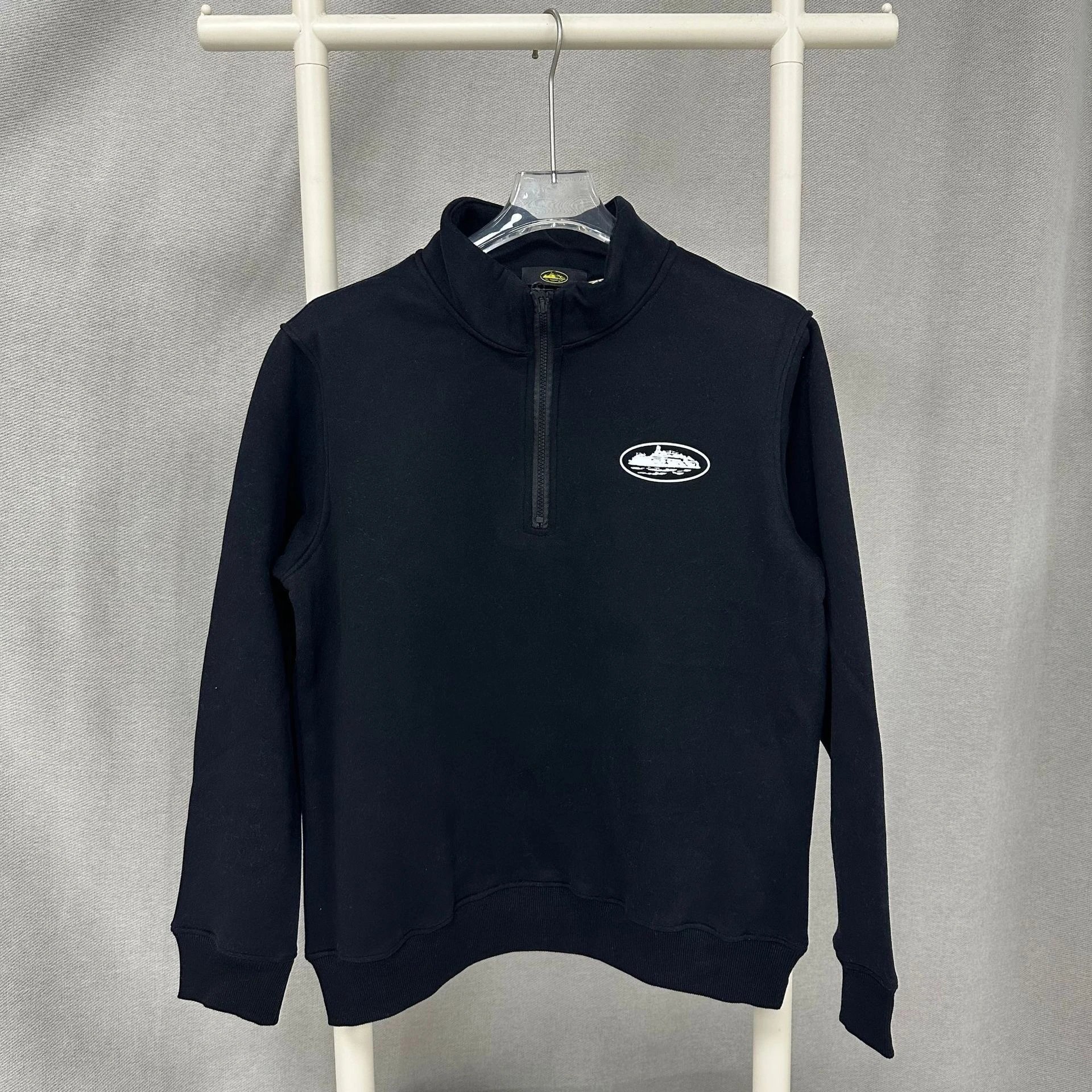 Design Half-Zip Pullover Black Sweatshirt Hoodie