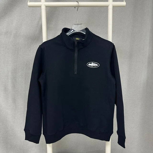 C.P. Company Hoodies & Sweatshirts Quarter-Zip Mock-Neck Sweatshirt with Lens Sleeve Pocket product detail image 2