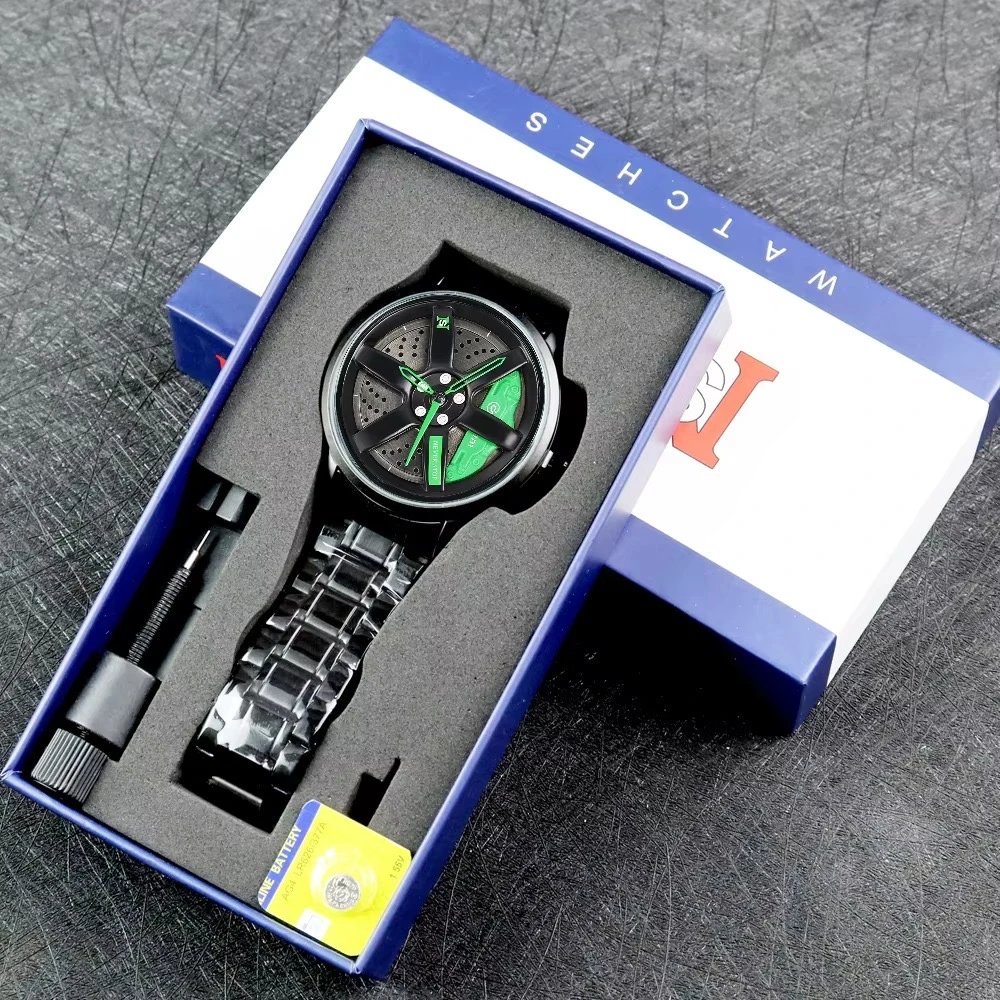 Unbranded Watches Brake-disc dial design with metal link bracelet — BB-001