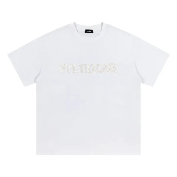 Design WE11DONE Pearl-Embellished Logo White T-Shirt T-Shirts - 1