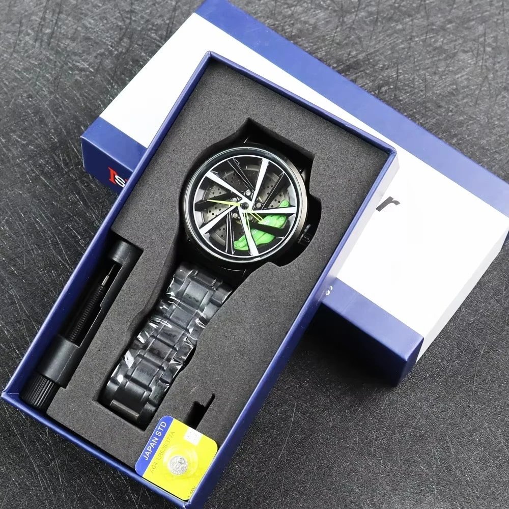 Unbranded Watches Brake-disc dial design with metal link bracelet — BB-004