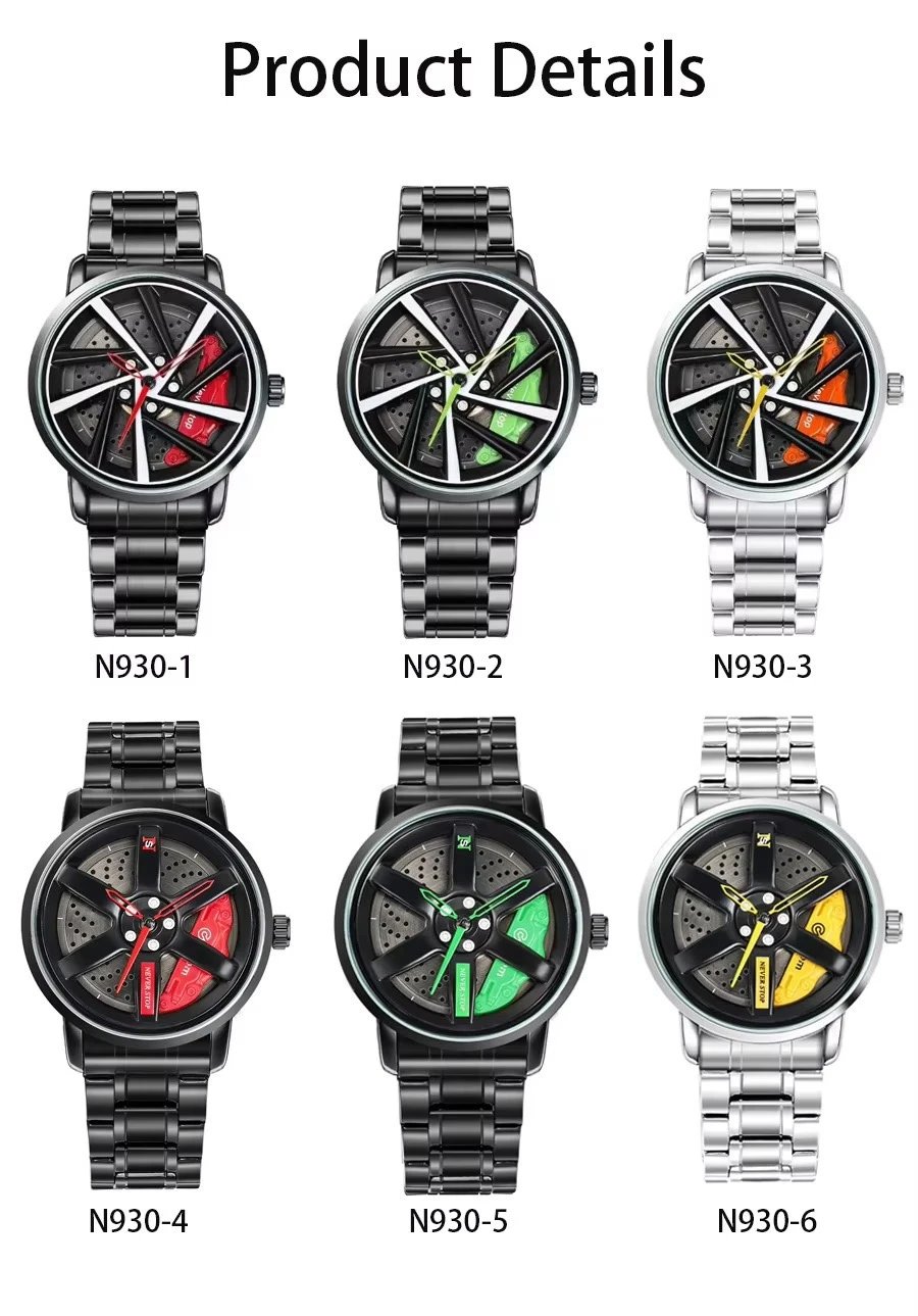 Unbranded Watches Brake-disc dial design with metal link bracelet image 2