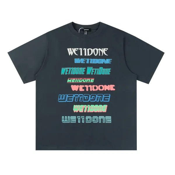 Design Wetdone Multi-Logo Graphic T-Shirt Dark Gray T-Shirts - 1