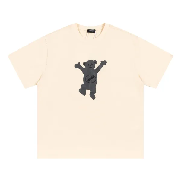 Design Wetdone Bear Graphic T-Shirt Beige T-Shirts - 1