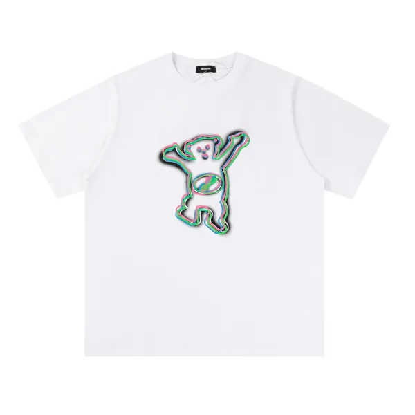 Design Wetdone Neon Bear Outline White T-Shirt T-Shirts - 1