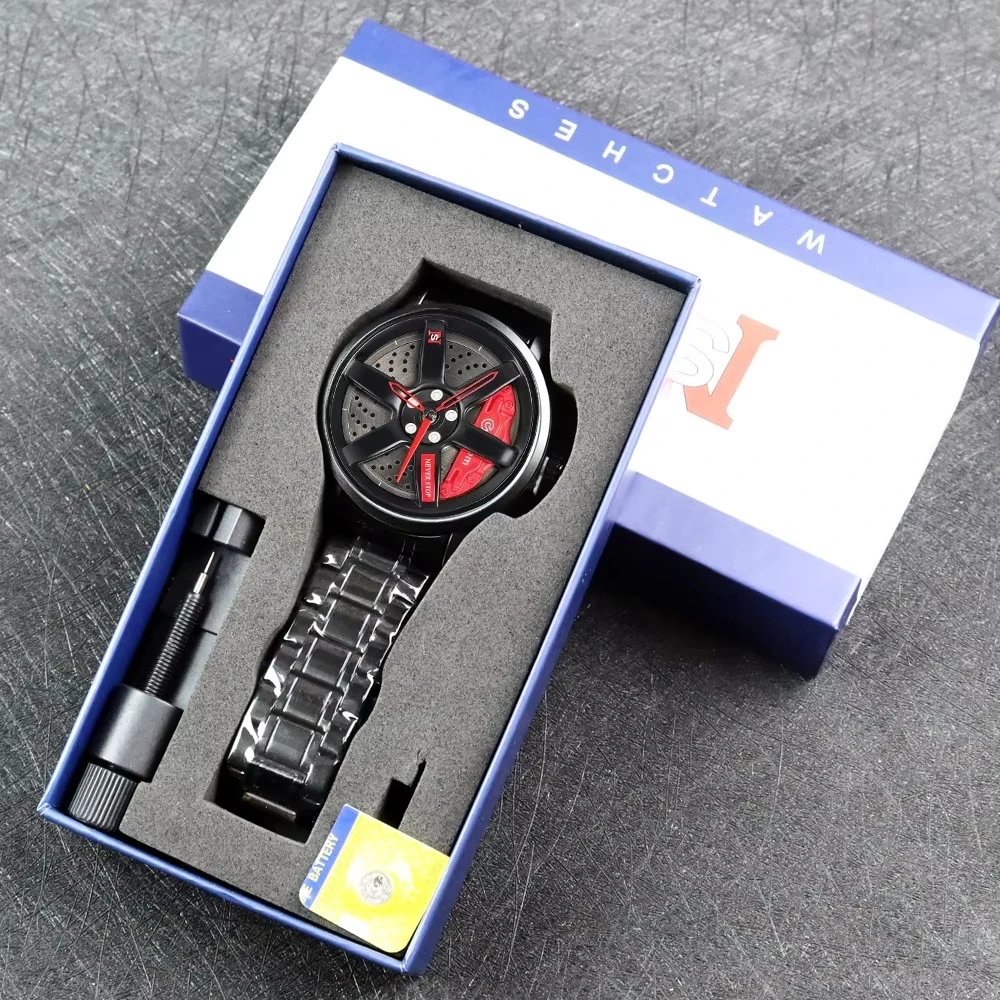 Unbranded Watches Brake-disc dial design with metal link bracelet — BB-003