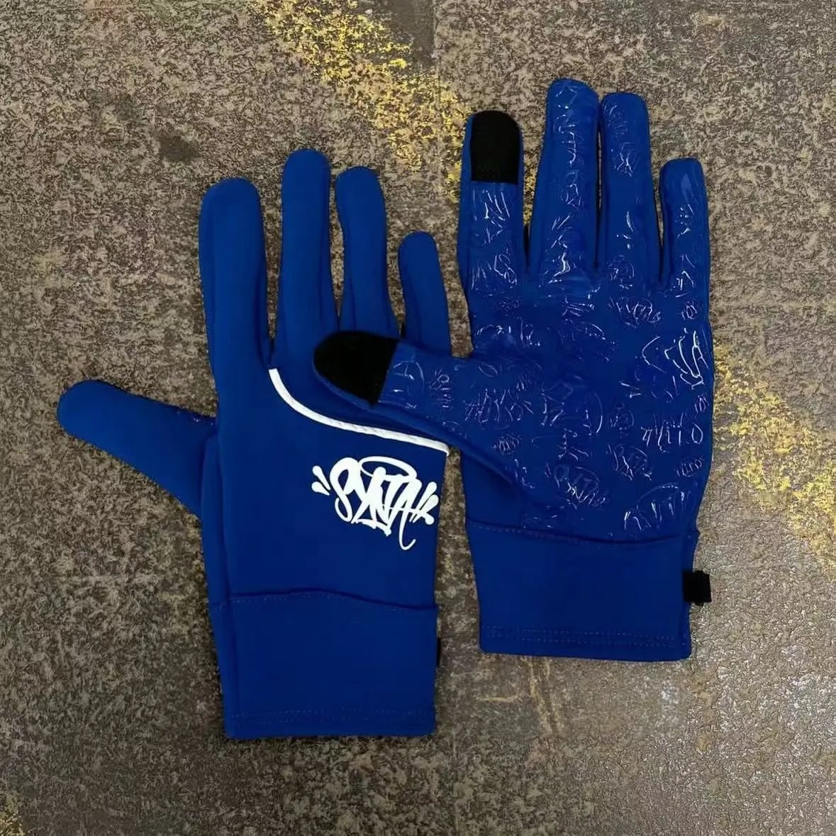 Design Graffiti Print Touchscreen Gloves Gray - 13
