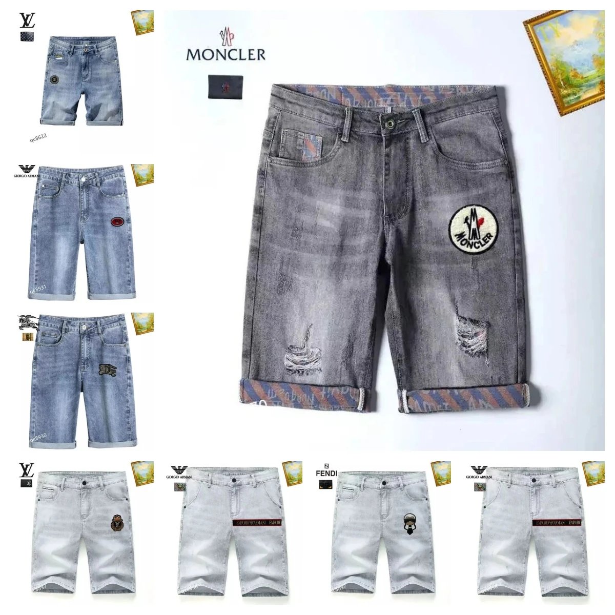 Moncler Shorts Distressed denim with patches image 1