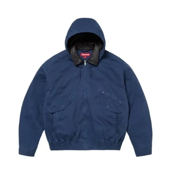 Supreme Hooded Field Jacket Navy Blue Outerwear - 1