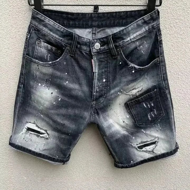 Moncler Shorts Distressed denim with patches — TH-036