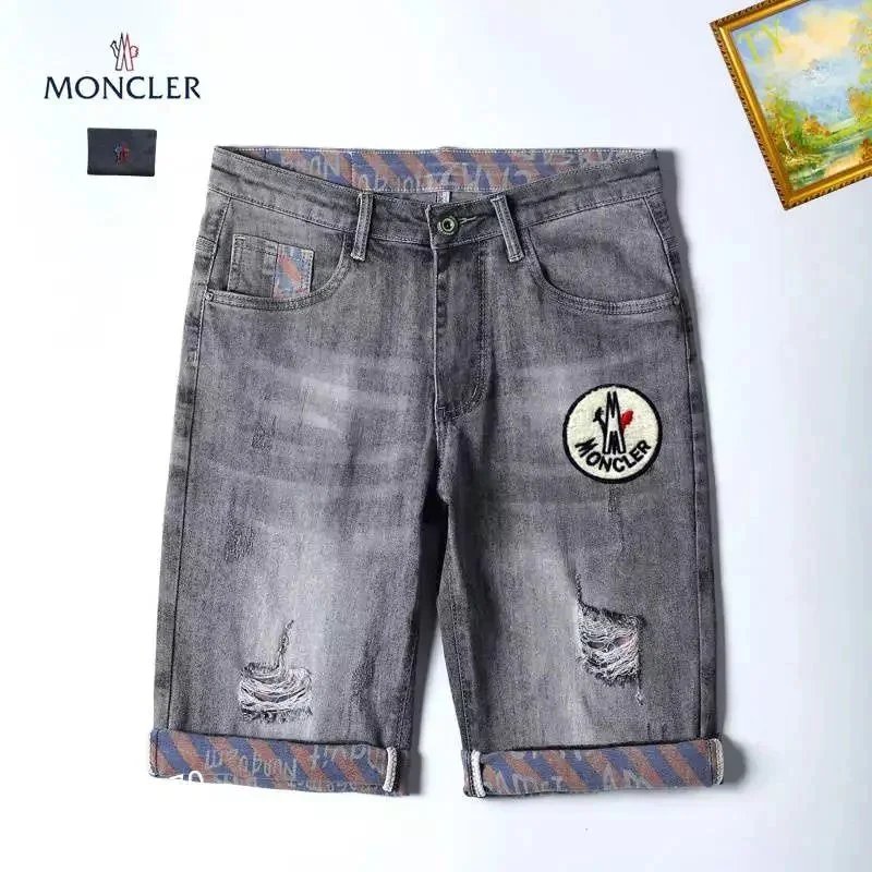 Moncler Shorts Distressed denim with patches — TH-020