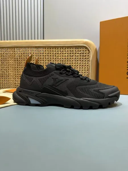 Design Chunky Mesh Sneakers with Denim Print and Yellow Accents - 12