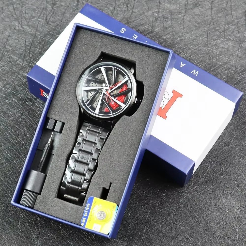 Unbranded Watches Brake-disc dial design with metal link bracelet — BB-006