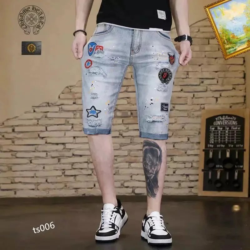 Moncler Shorts Distressed denim with patches — TH-017