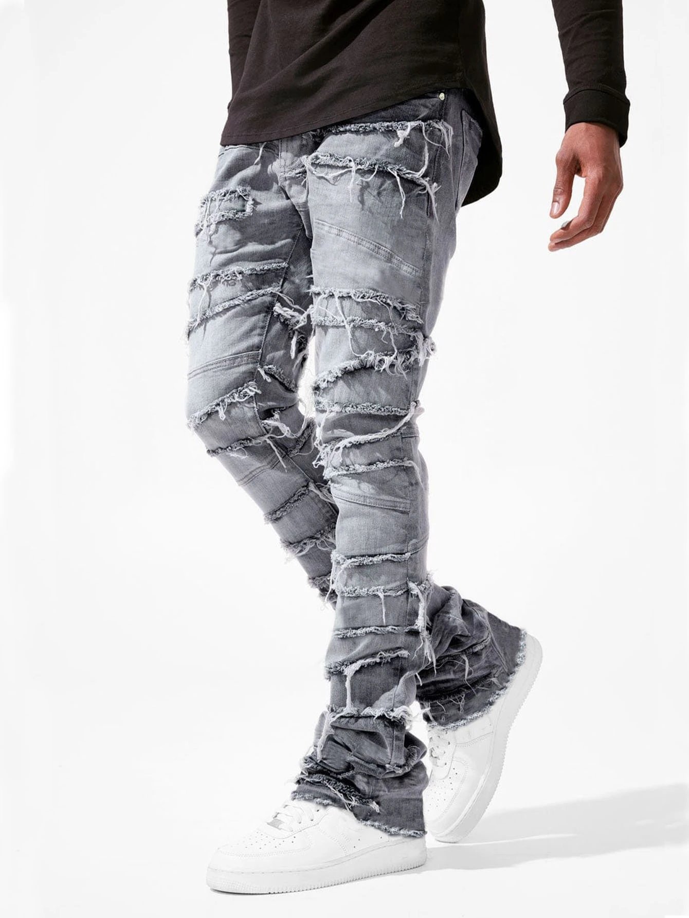 Off-White Distressed Patchwork Jeans Black - 17
