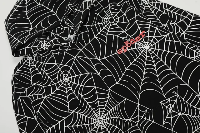 Sp5der Hoodies & Sweatshirts Spiderweb Print Pullover Hoodie product detail image 7