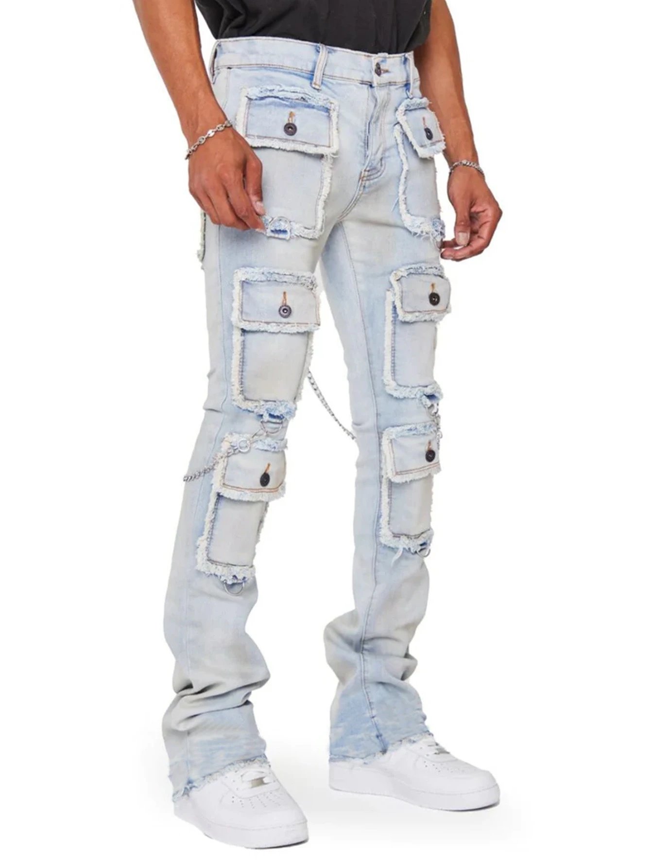 Off-White Distressed Patchwork Jeans Black - 27