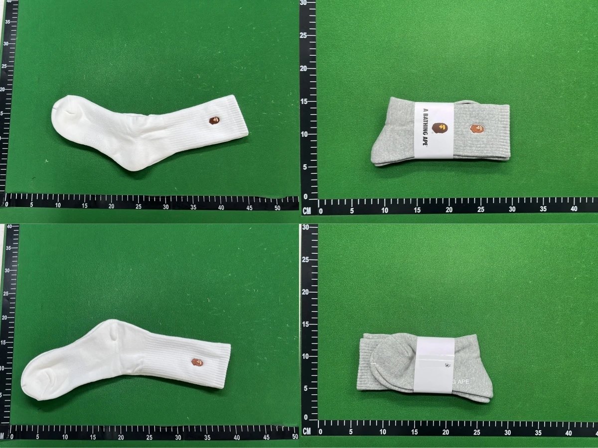 A Bathing Ape Logo Embroidered Crew Socks Gray - 3