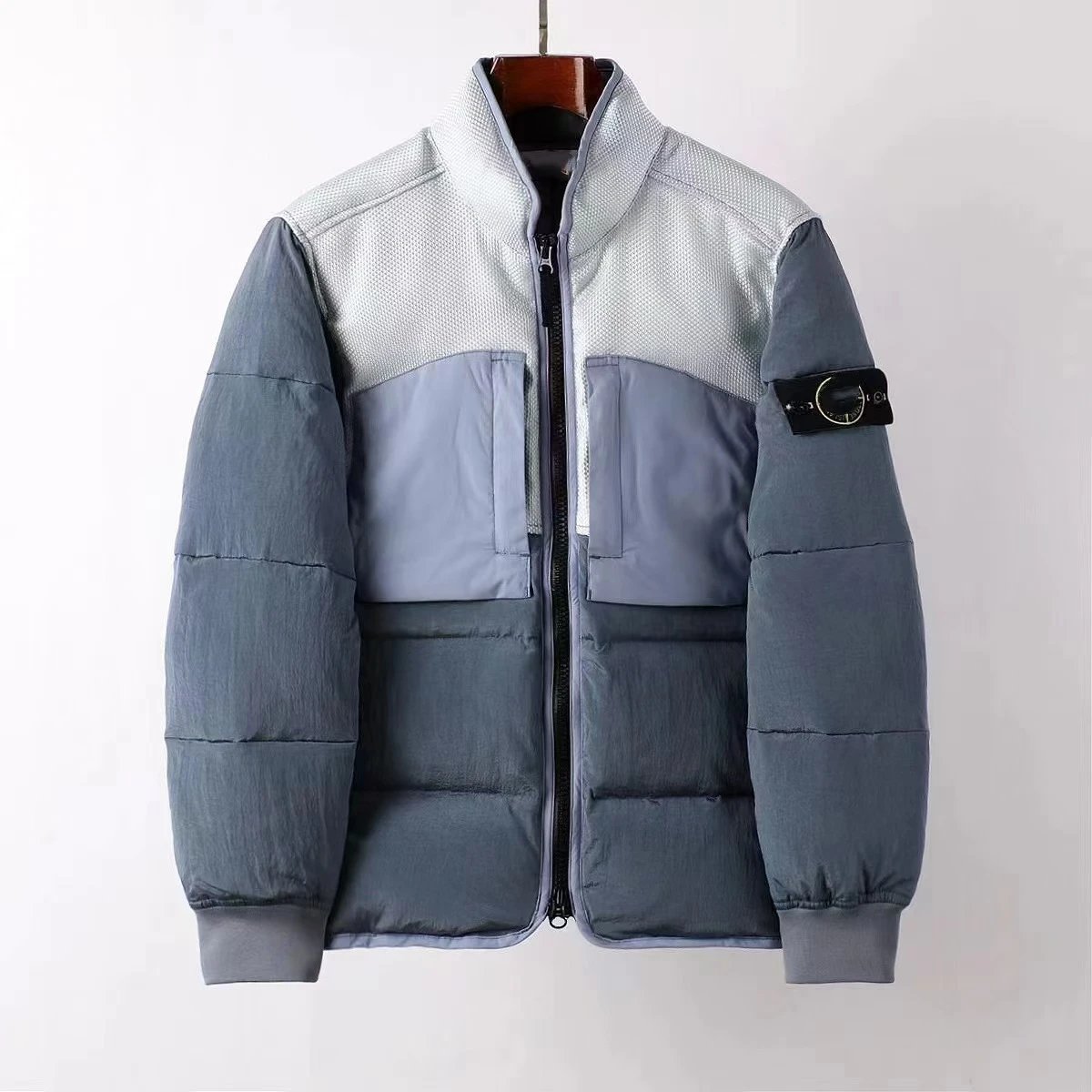 Stone Island Down Jackets Stand-collar quilted puffer jacket with sleeve compass patch image 8