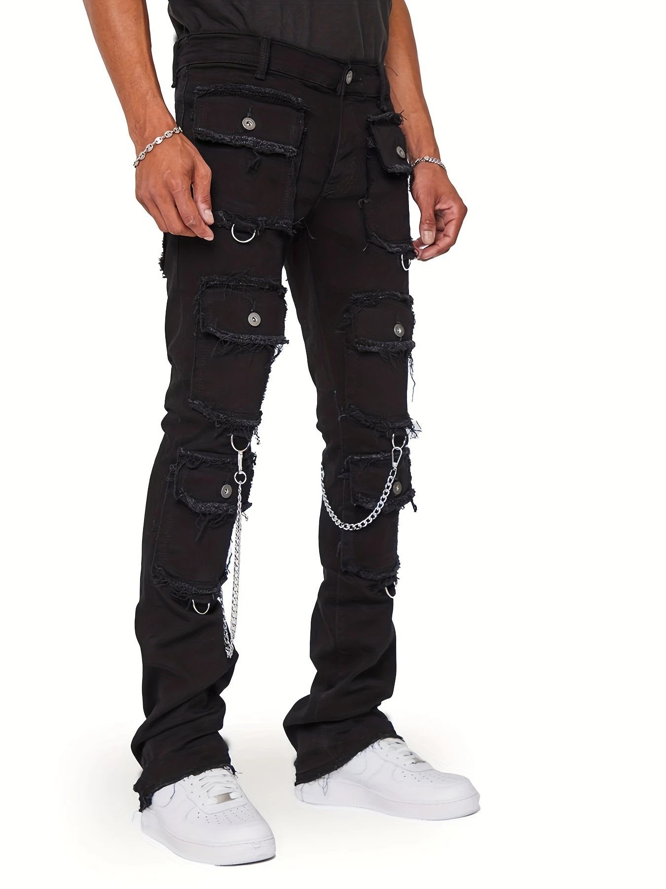Off-White Distressed Patchwork Jeans Black - 26
