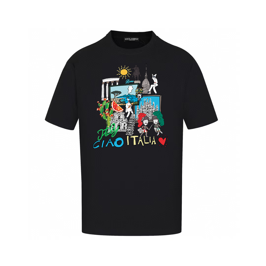 Dolce & Gabbana T-Shirts Graphic Print Crew Neck — AM-013