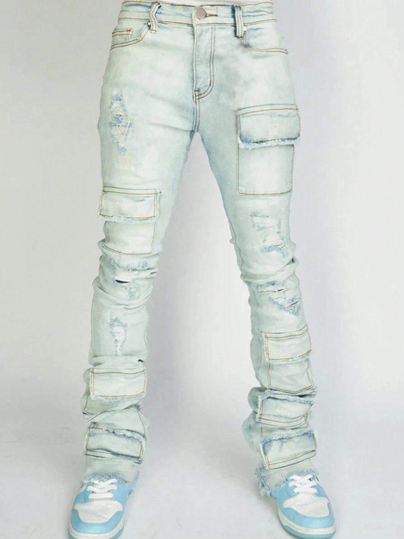 Off-White Distressed Patchwork Jeans Black - 21
