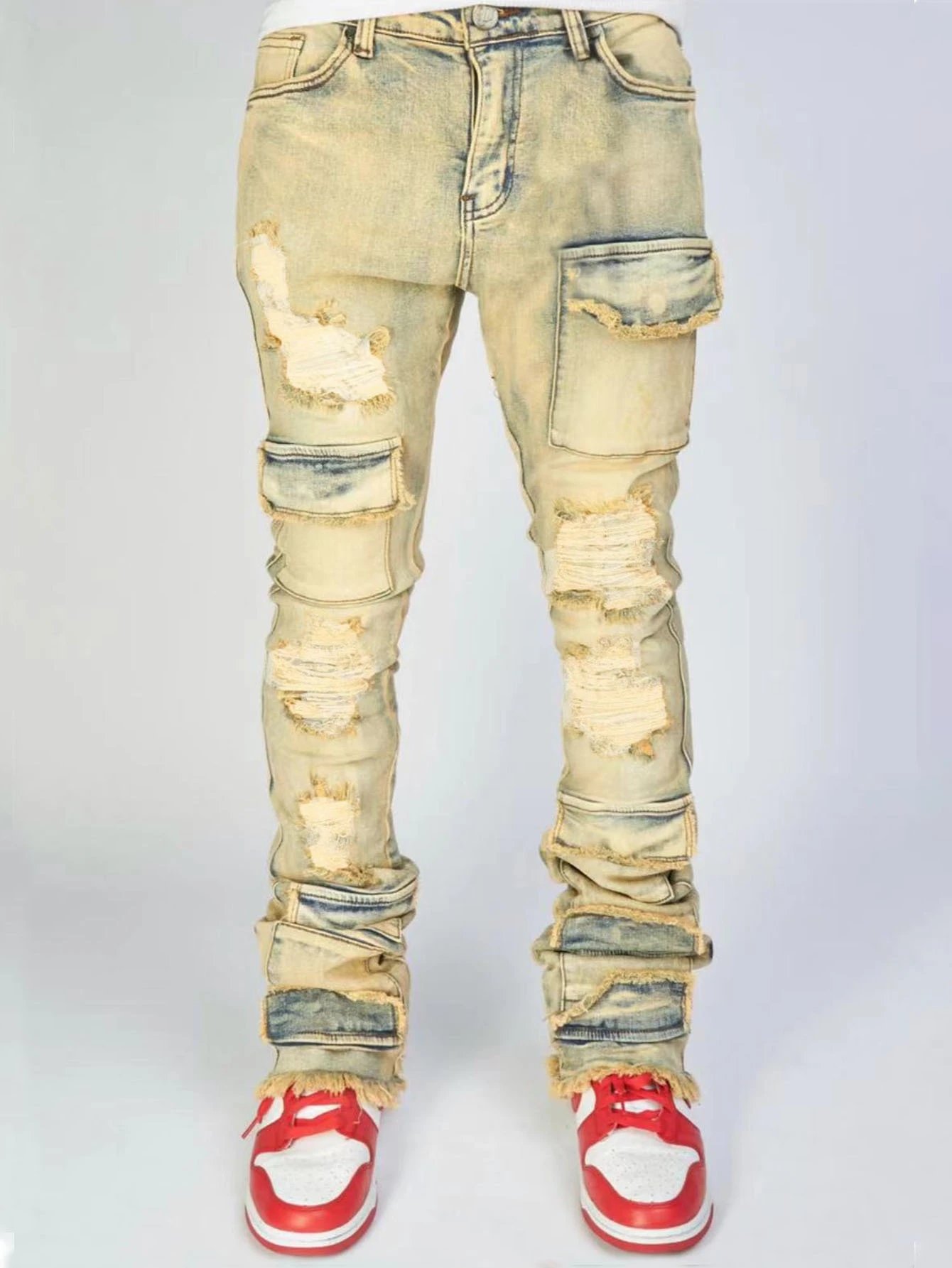 Off-White Distressed Patchwork Jeans Black - 22
