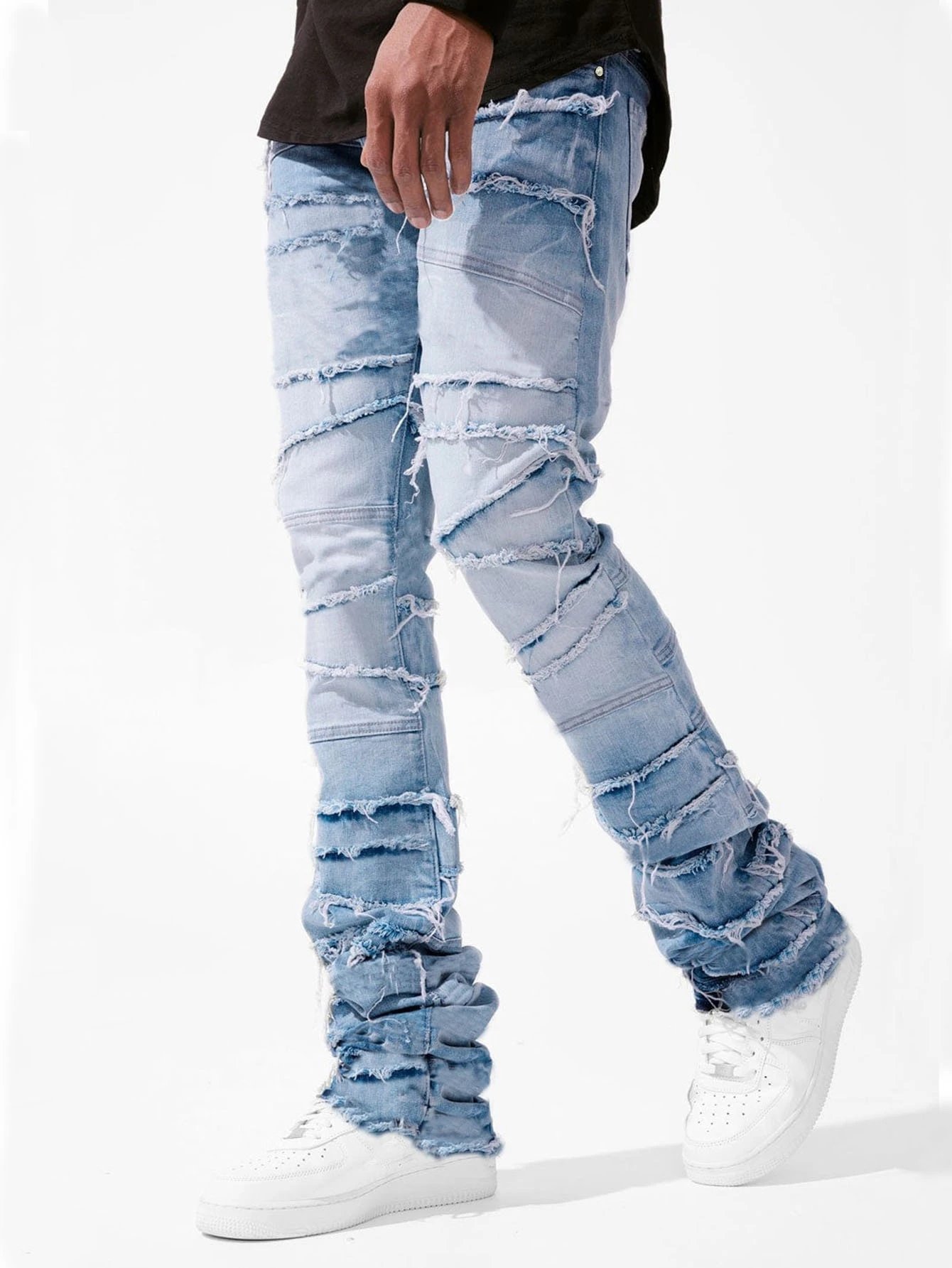 Off-White Distressed Patchwork Jeans Black - 18