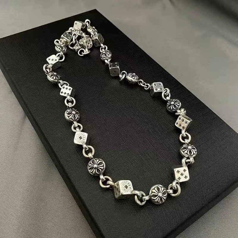 Chrome Hearts Jewelry Floral Cross Cuban Link Bracelet with Lobster Clasp — 12