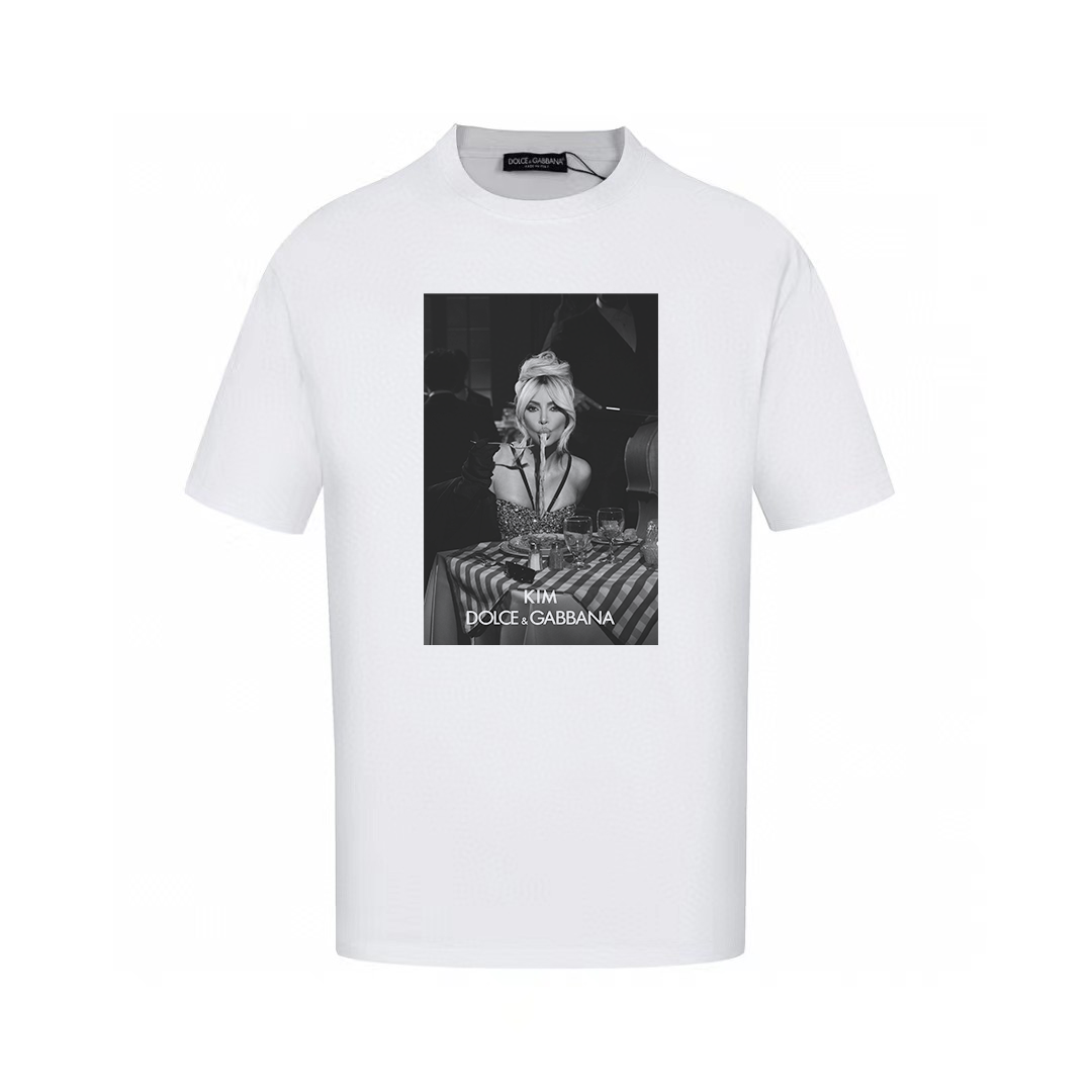 Dolce & Gabbana T-Shirts Graphic Print Crew Neck — AM-030