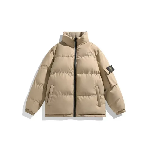 Stone Island Down Jackets Stand-collar quilted puffer jacket with sleeve compass patch product detail image 4