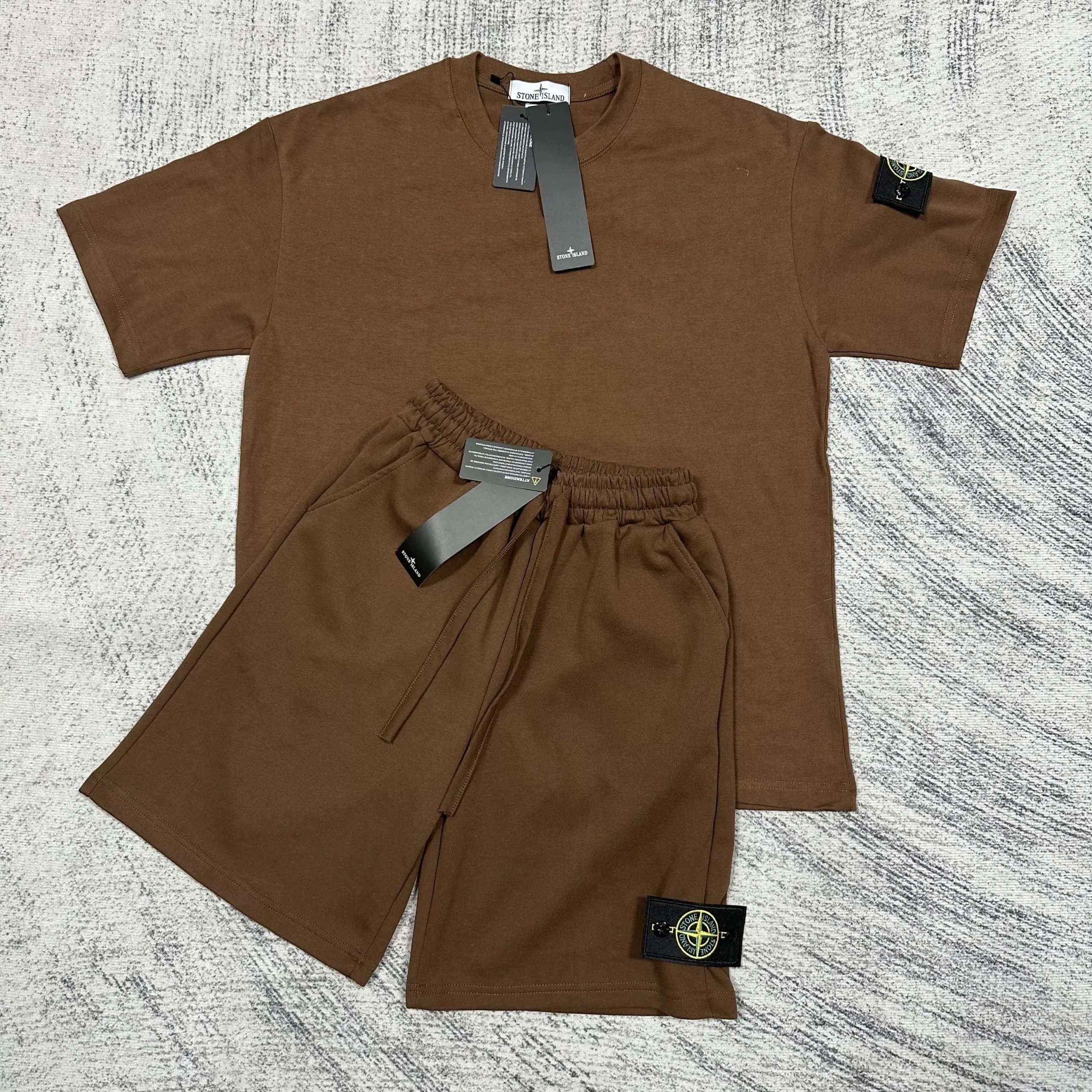Stone Island Matching Sets Short-Sleeve T-Shirt and Drawstring Shorts Set — TH015