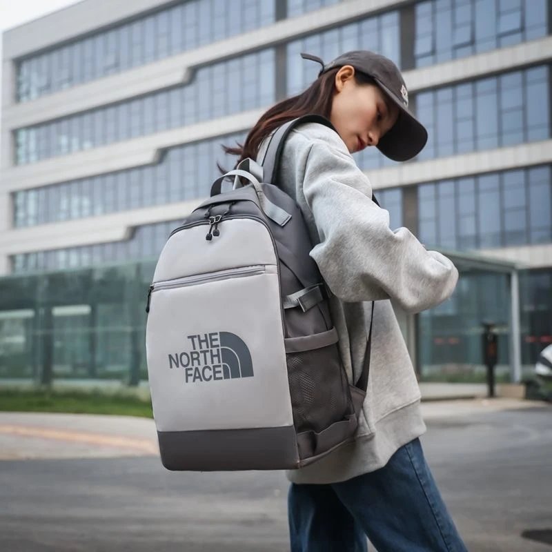 The North Face Backpacks Logo Print Backpack with Front Zip Pocket and Side Mesh Pockets image 2
