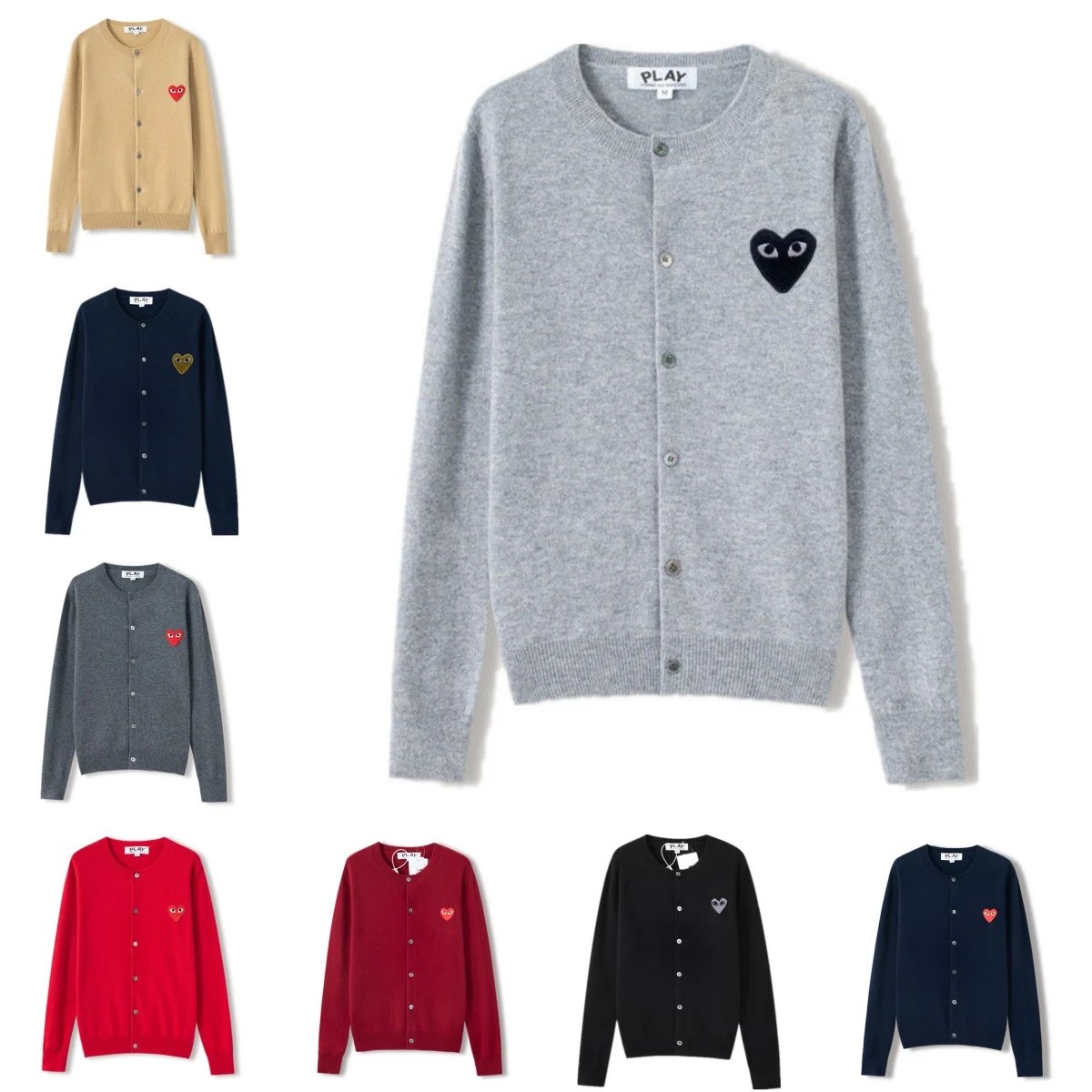 Comme des Garçons PLAY Grey Cardigan Sweater