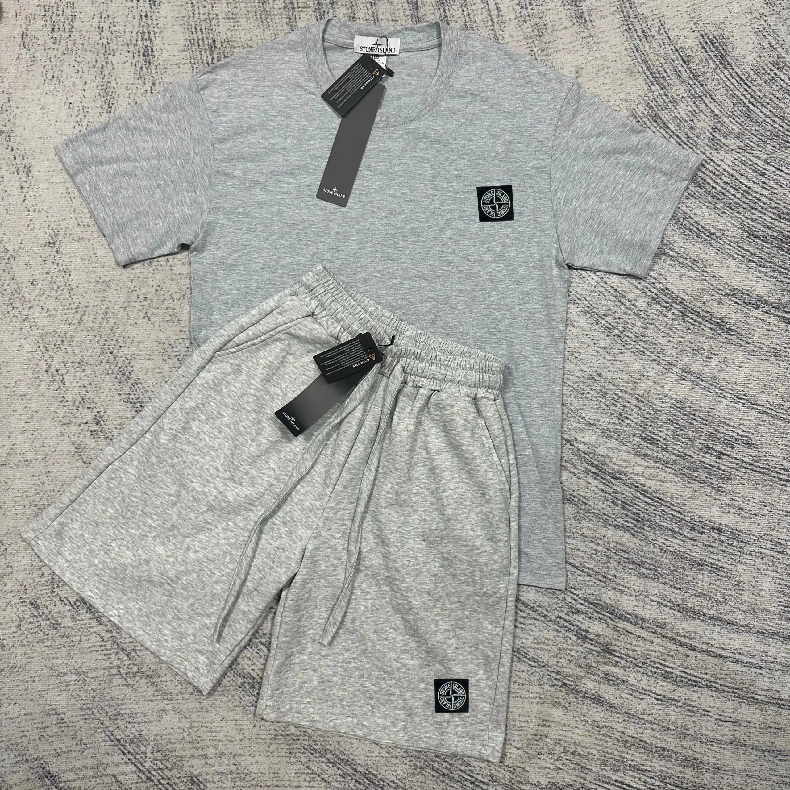 Stone Island Matching Sets Short-Sleeve T-Shirt and Drawstring Shorts Set — TH012