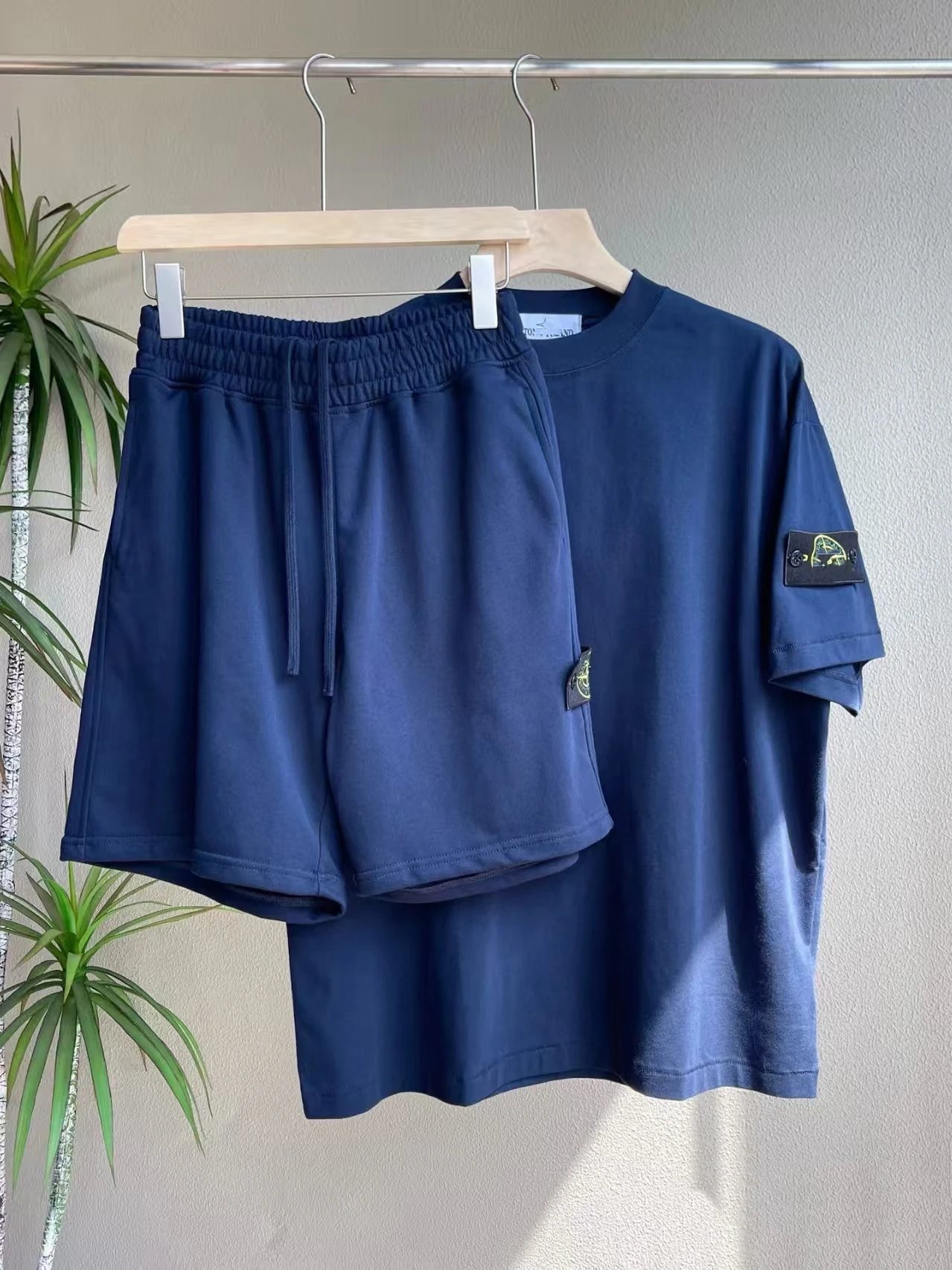 Stone Island Matching Sets Short-Sleeve T-Shirt and Drawstring Shorts Set — BB003