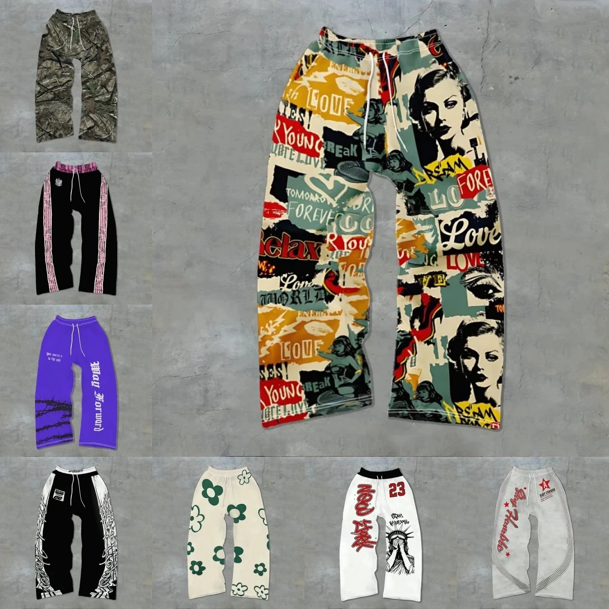 Colorful Graphic Print Sweatpants