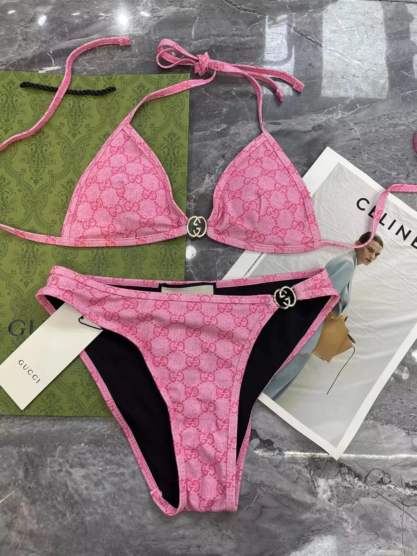 Fendi Swimwear Triangle Bikini Set with FF Motif — TH-039