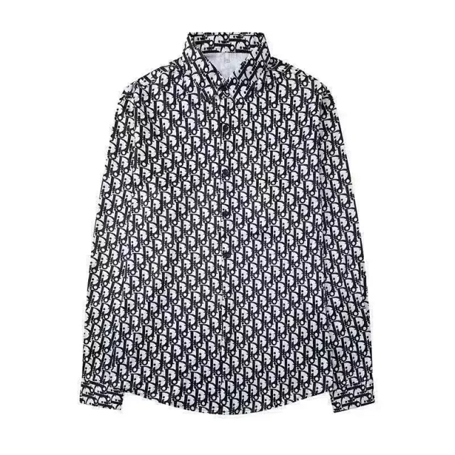 Dior Shirts Long-sleeve logo-print button-up shirt product detail image 1