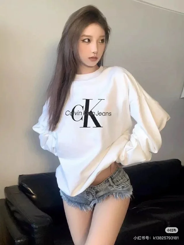 Calvin Klein Hoodies & Sweatshirts Crewneck sweatshirt with oversized CK and Jeans logo print product detail image 11