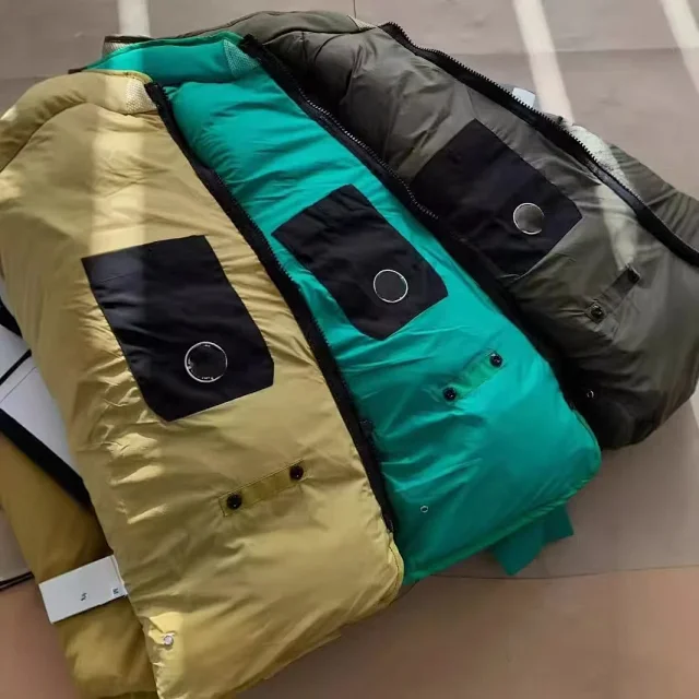 Stone Island Down Jackets Stand-collar quilted puffer jacket with sleeve compass patch product detail image 13