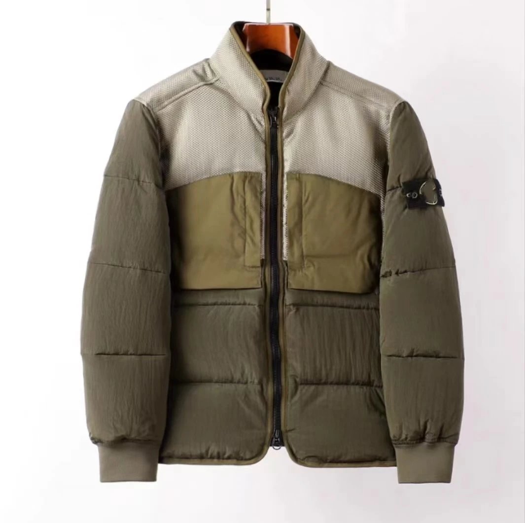 Stone Island Down Jackets Stand-collar quilted puffer jacket with sleeve compass patch image 11