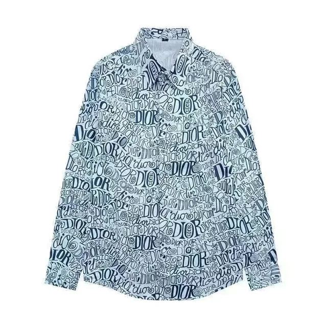 Dior Shirts Long-sleeve logo-print button-up shirt product detail image 4