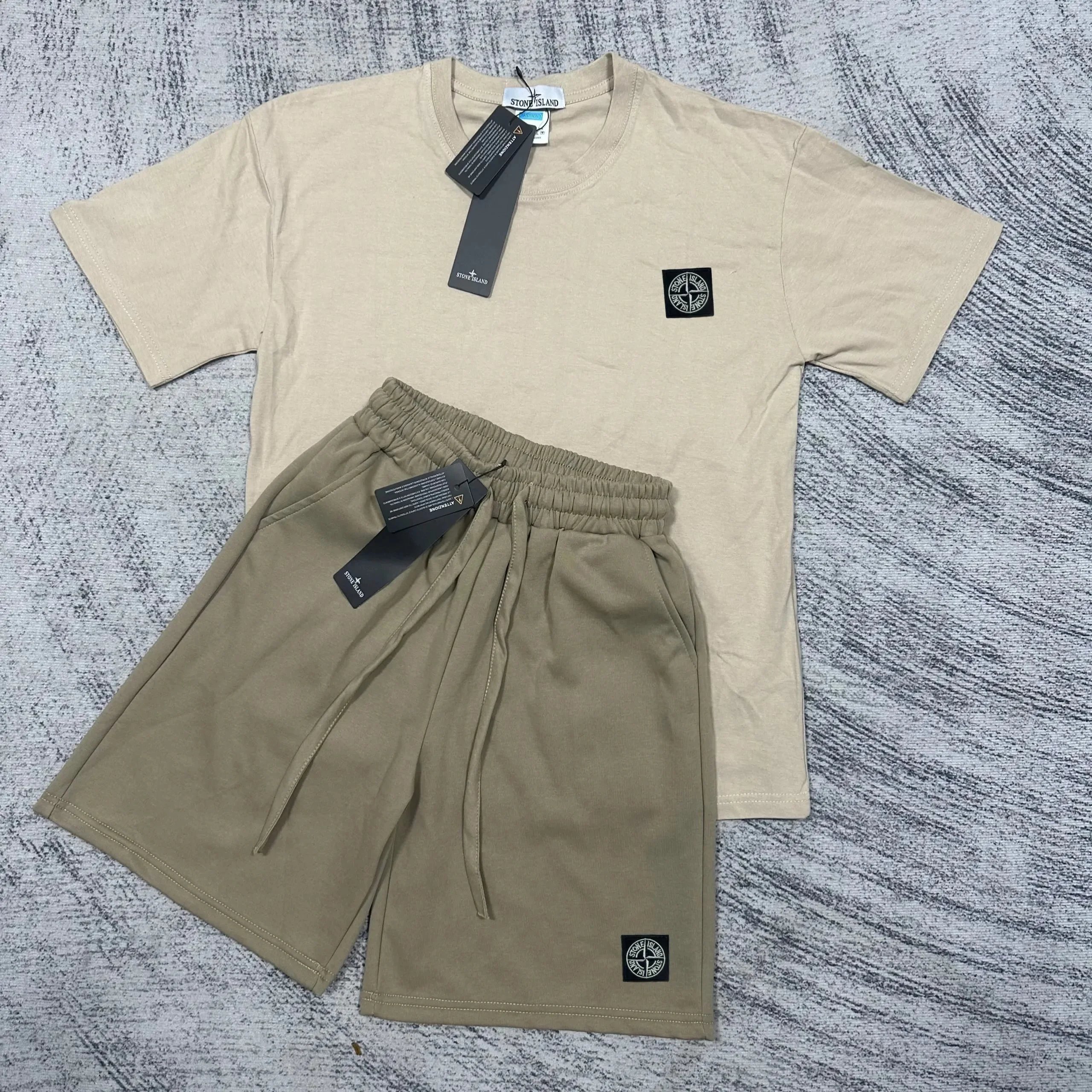 Stone Island Matching Sets Short-Sleeve T-Shirt and Drawstring Shorts Set — TH006