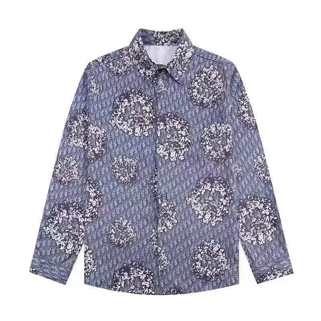 Dior Shirts Long-sleeve logo-print button-up shirt product detail image 3