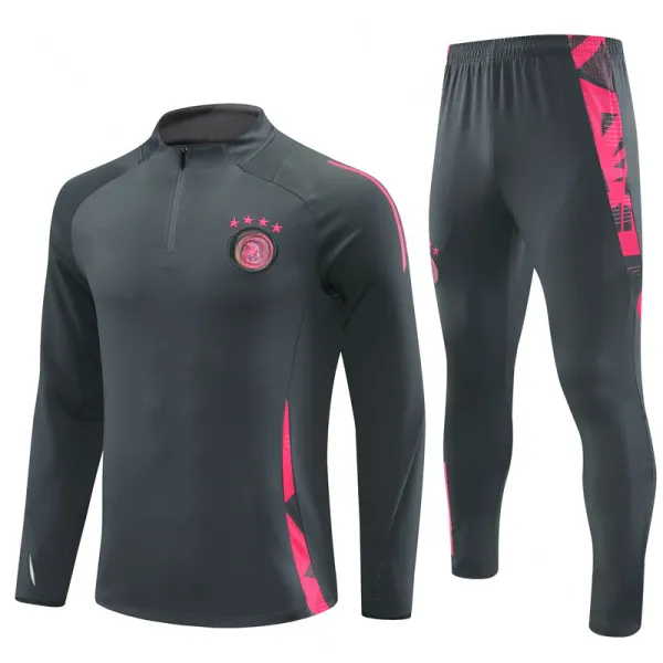 AC Milan Training Tracksuit Dark Gray with Pink Accents - 1