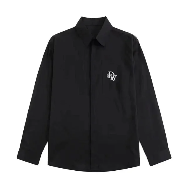 Dior Shirts Long-sleeve logo-print button-up shirt product detail image 5