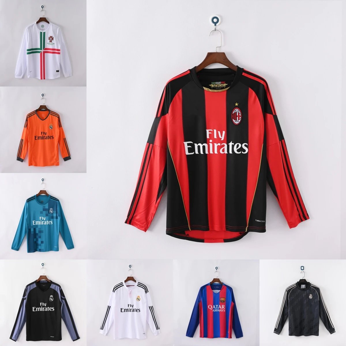 AC Milan Black and Red Long Sleeve Jersey