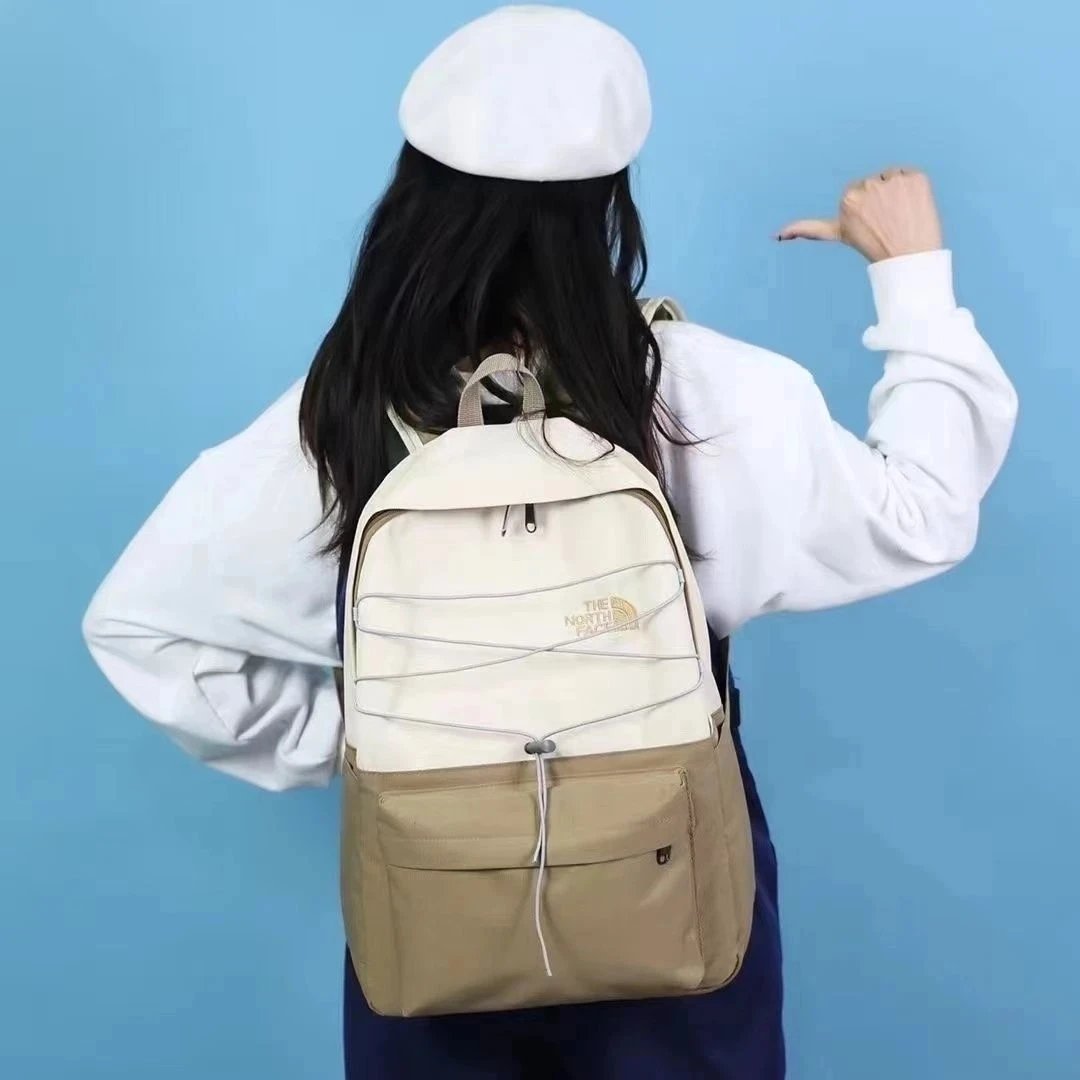 The North Face Backpacks Logo Print Backpack with Front Zip Pocket and Side Mesh Pockets — DD-015